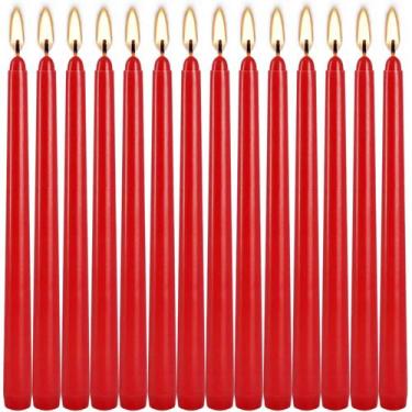 Imagem de Vela WPONSZU Taper Red, 25 cm, sem perfume, sem gotejamento, pacote co