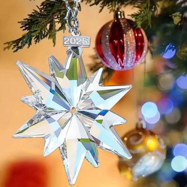Imagem de Ornamento de cristal pendurado JUNQIU US 2025 Snowflake 10cm