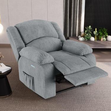 Imagem de Poltrona do Papai Reclinável Sala de Cinema Madrid Elétrica Touch Massagem USB Linho Cinza  G26