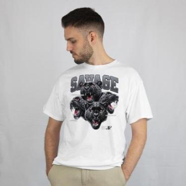 Imagem de Camiseta Masculina Casual em Algodão Dia a Dia Estampada Savage Manga Curta Leve do P ao G1-Masculino