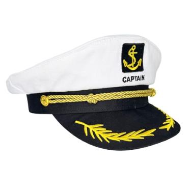 Imagem de Vegove Chapéu de Capitão Marinheiro, Iate Rock Party Traje Barco Náutico Acessórios para Fantasia Marinha para Homens e Mulheres Dia das Bruxas, Branco, tamanho �nico