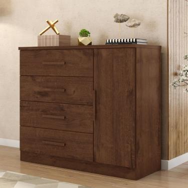 Imagem de Cômoda 4 Gavetas 1 Porta Gênova Plus Zanzini - Jacaranda