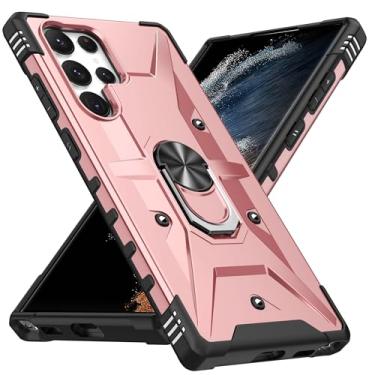 Imagem de SORAKA Capa para Samsung Galaxy S23 Ultra com suporte para anel,PC rígido e TPU macio,proteção dupla 2 em 1,compatível com suportes magnéticos para carros