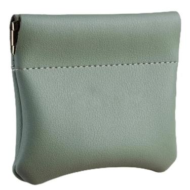 Imagem de Bolsa de couro para moedas, porta-moedas compacto para homens e mulheres, Verde