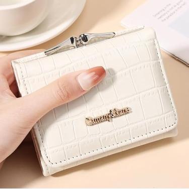 Imagem de Carteira com porta-cartão de crédito, carteira ultrafina de couro PU, capa fina minimalista e protetora para cartão, Branco, Bolsa casual para moedas