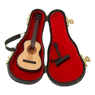 Imagem de Phefop Ornamento de Mini Guitarra, Modelo Musical de Madeira, Decoração Realista Com Suporte para Decoração de Casa, Guitarra Miniatura de 5,1 Polegadas para Colecionadores