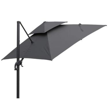 Imagem de Ombrelone Lateral Tulum Rivatti 300 Cm Em Aluminio Com Base Cruz Capa Poliéster Grafite