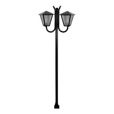 Imagem de Poste Braço Luminária Romana Dupla Preto 200cm