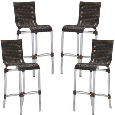 Imagem de 4 Banquetas Alta Haiti Alumínio Fibra Cozinha Balcão Edícula Argila