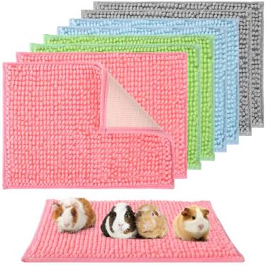 Imagem de 8 peças forro de porquinho-da-índia lavável para gaiola de coelho 30,5 x 40,6 cm, almofadas de lã de porquinho-da-índia, tapetes reutilizáveis absorventes para animais pequenos, coelho, hamster (cinza