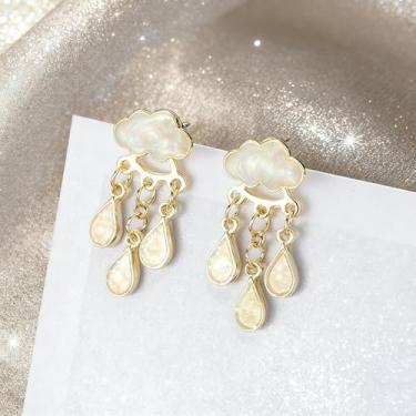 Imagem de Brincos de gota de chuva divertidos banhados a ouro fofos jaquetas femininas de chuva azul esmaltados desenhados à mão joias de clima interessantes, Medium, Cobre, Sem pedra preciosa