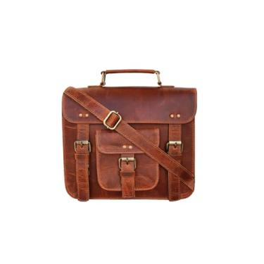 Imagem de Bolsa carteiro de couro pequena de 27,94 cm bolsa de ombro transversal corpo vintage bolsa mensageiro para mulheres e homens bolsa masculina bolsa masculina competitiva com iPad e tablet
