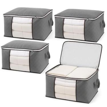 Imagem de Kit 4 Sacos Organizadores Para Edredons Cobertores e Roupas com Zíper 