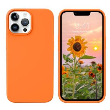Imagem de Capa de silicone líquido laranja GUAGUA para iPhone 13 Pro Max de 6,7"