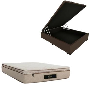 Imagem de Cama Box Baú Blindada com Colchão Cloud Molas Ensacadas C/Pillowtop 32cm (CORINO MARROM, Casal)