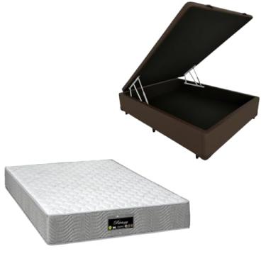 Imagem de Cama Box Baú Blindada com Colchão RivIera Molas Ensacadas 25cm de altura (CORINO MARROM, Casal)