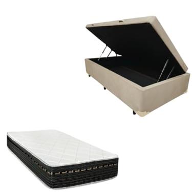 Imagem de Cama Box Baú Blindada com Colchão Eagle Molas Bonnel 22cm (SUEDE BEGE, Solteiro)