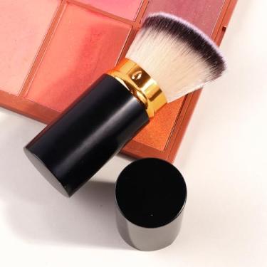 Imagem de 1 pincel de maquiagem telescópico angular para blush, contorno, iluminador e maquiagem de grande área (preto)