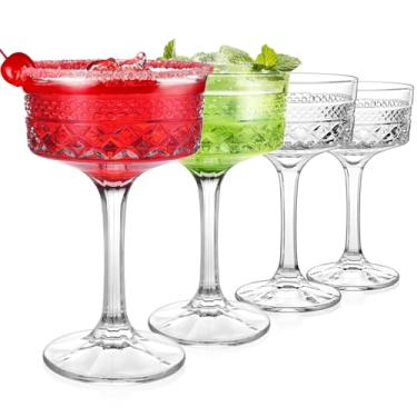 Imagem de Whisquor 4 peças de copos de cupê, conjunto de copos vintage de 293 ml, copo de coquetel cupê de cristal sem chumbo, copos de martini para expresso, champanhe, cosmopolita, Manhattan