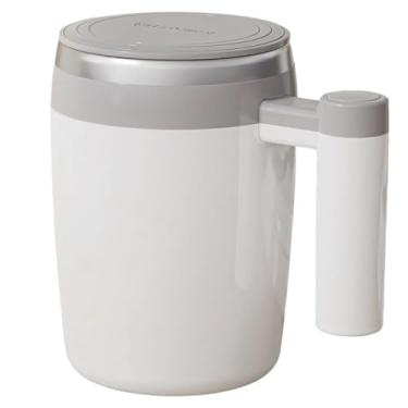 Imagem de Chewtoyo Caneca de café automisturável de aço inoxidável - Copo de agitação automática de 380 ml com operação de um toque, design portátil e isolado para bebidas quentes e frias, batedor destacável