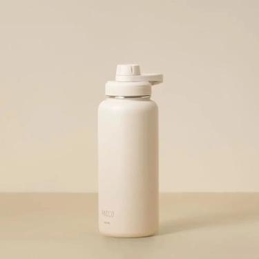 Imagem de Garrafa Térmica Hydra V2 950ml PACCO Aço Inox 18/8 Até 24h Gelada, até 12h Quente Tampa Hermética (creme)