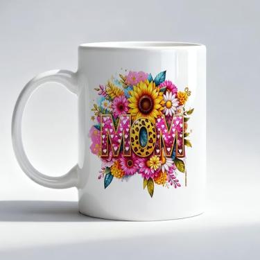 Imagem de Fyecoluo Caneca floral de leopardo rosa para mãe, presentes para mães de filhas, filhos, xícara de café, presentes de mãe, presente para aniversário, Natal, Dia das Mães, caneca de café de cerâmica