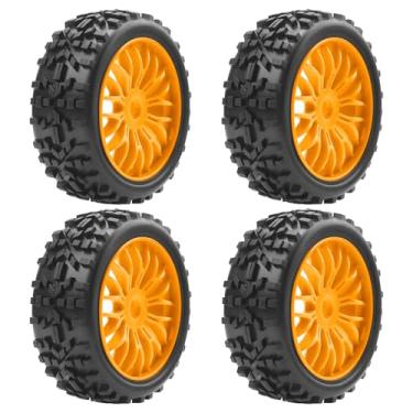 Imagem de 4Pcs Vgoohobby OD116mm RC 1/8 Off Road Buggy Rubber Tires w/Plastic Wheel Rims 17mm Hex Hub Compatible with 1/8 HSP HPI Hobao Tamiya Traxxas Kyosho Arrma RC Off Road Buggy (Orange)