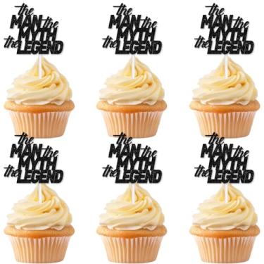 Imagem de 18Pcs The Man The Myth The Legend Dessert Cupcake Topper,Pick For Daddy Father's Day Cheer to Family Theme Happy Birthday Party Decoration Supplies