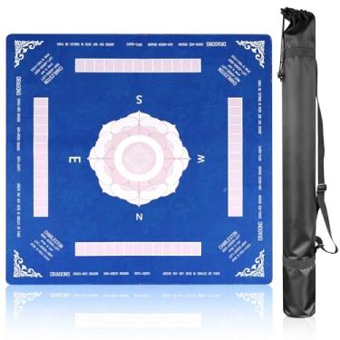 Imagem de 2025 Mahjong Mat, Neoprene Mahjong Table Mat with Rules, Anti Slip & Noise Reduction Gaming Mat for Mahjong, Poker, Board Games, Tile Games and Cards (32.4” x 32.4”) with Carrying Bag - Blue