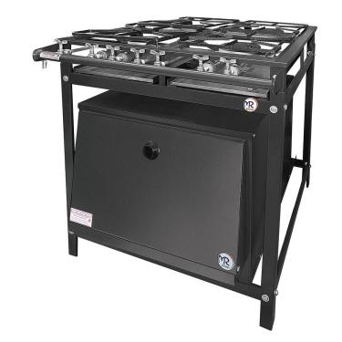Imagem de Fogão Industrial 4 Bocas 2 Simples A Gás Baixa Pressão Mr Fogões Com Forno E Grelhas De Aço P5