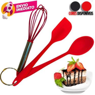 Imagem de Kit Confeiteiro Em Silicone Espátula Pão Duro Fouet Colher Utensilios 
