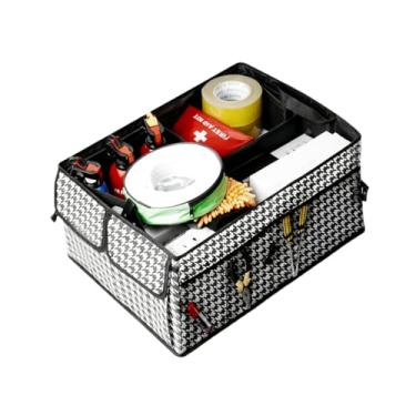 Imagem de Sandfren Organizador de porta-malas de carro, organizador dobrável de armazenamento de porta-malas de veículos de grande capacidade, caixa de organização de banco traseiro dobrável para mercearia de