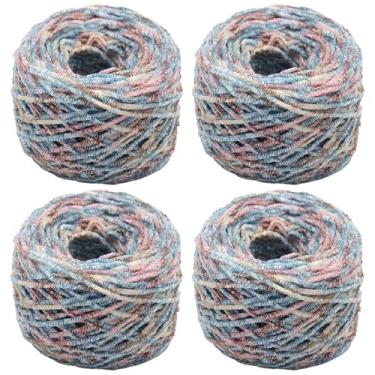 Imagem de Fio de chenille macio e grosso, 4 peças, tricô e crochê, fibra de poliéster, por bola de 50 metros, cachecóis, cobertores, travesseiros e muito mais, gradiente multicolorido, ideal para iniciantes