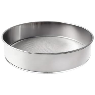 Imagem de Peneira de farinha para cozinha, aço inoxidável de malha 60, diâmetro 30 cm / 30 cm, peneira de camada única, design de longa duração, borda lisa