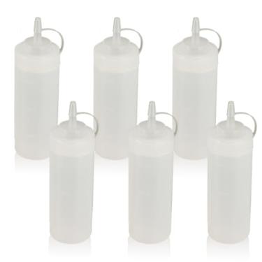 Imagem de WELKOR Garrafas de apertar para molhos, dispensador de condimentos à prova de vazamento, conjunto de garrafas de espremer de restaurante sem BPA com boca larga para ketchup, mostarda, xarope e molhos