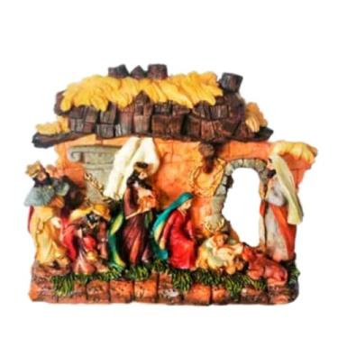 Imagem de Presépio Natalino Completo em Resina de 21cm - Conjunto Sagrada Família Luxo