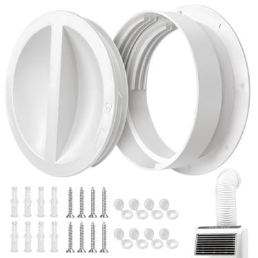 Imagem de SZHY-LINK Conector de montagem na parede de tamanho duplo para ar condicionado portátil acoplador de mangueira de exaustão CA compatível com acessórios de mangueira de 15 e 16,5 cm plugue branco fora