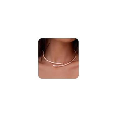 Imagem de GoldGifts Colar de gargantilha grossa dourada e prata para mulheres, colar ousado, colares abertos com dobradiças, joias modernas para mulheres, Latão, Sem Pedra Preciosa