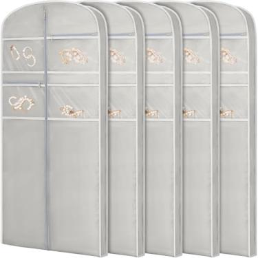 Imagem de Bolsa de roupa de 165 cm para viagem para pendurar roupas de armazenamento capa de terno com zíper e armazenamento de acessórios para casacos, vestidos, ternos