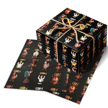 Imagem de Colorato 2 peças de papel de embrulho F-Caw-F, papel de embrulho de Natal de frango, embrulho de presente F-Caw-F para elefante branco, Natal, aniversário, embrulho de presente mordaça, durável e