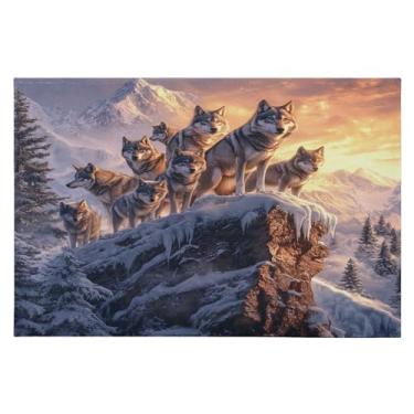 Imagem de Tapete de área 60 x 90 cm, macio, lavável, antiderrapante, com revestimento de borracha, lobos, para sala de estar, quarto, decoração de casa