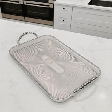 Imagem de Bandeja Retangular Multiuso Decorativa Luxo com Alças Detalhadas - FWB