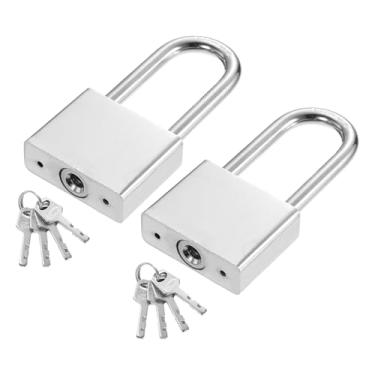 Imagem de PATIKIL Trava resistente de 48 mm, 2 peças de cadeado de alta segurança de aço de liga com 8 chaves para janela de porta de armazenamento de contêiner de transporte de armazém (H: 97 mm