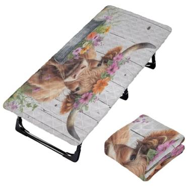 Imagem de Burbuja Lençol de berço de flor de vaca para crianças, lençol de cochilo acolchoado portátil com faixa elástica para meninas e meninos, lavável na máquina, 63,5 x 127 cm