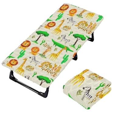 Imagem de Burbuja Lençol de berço de animais de safári para crianças, lençol de cochilo acolchoado portátil com faixa elástica para meninas e meninos, lavável na máquina, 63,5 x 127 cm