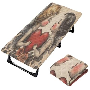 Imagem de Burbuja Lençol de berço de cupido dos namorados para crianças, lençol de cochilo acolchoado portátil com faixa elástica para meninas e meninos, lavável na máquina, 63,5 x 127 cm