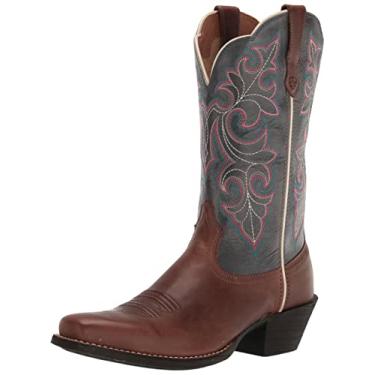 Imagem de ARIAT Bota feminina estilo caubói com bico quadrado arredondado, Marrom Storming/Singing the Blues