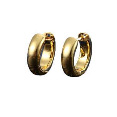 Imagem de Brincos de argola de ouro/prata para mulheres modernos, banhados a ouro 18 K, brincos de argola pequenos para mulheres, brincos de argola grossa para mulheres, 10mm, Latão, Sem pedra preciosa