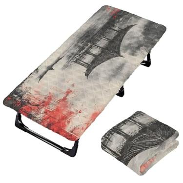 Imagem de Burbuja Lençol de berço de pintura de tinta chinesa para crianças, tapete de cochilo acolchoado portátil com faixa elástica para meninas e meninos, lavável na máquina, 63,5 x 127 cm