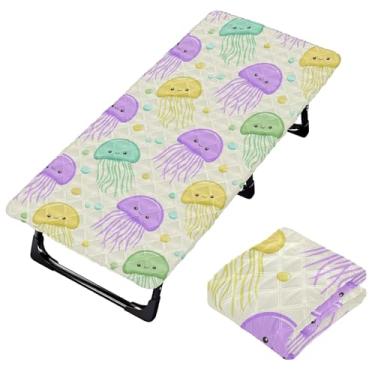 Imagem de Burbuja Lençol de berço fofo de água-viva para crianças, lençol de cochilo acolchoado portátil com faixa elástica para meninas e meninos, lavável na máquina, 63,5 x 127 cm